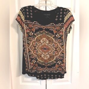 Lucky Brand Lightweight Tank Top, Navy with Gold Pattern, Size Small